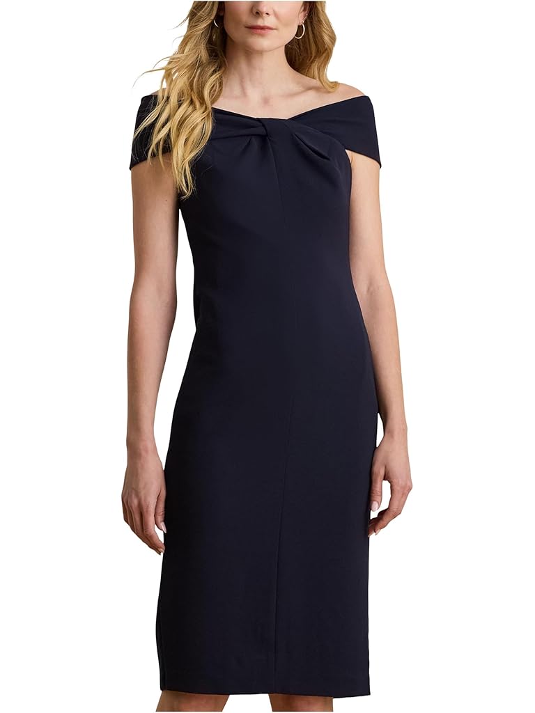 Navy Lauren Ralph Lauren Twist-Front Crepe Cocktail Dress
