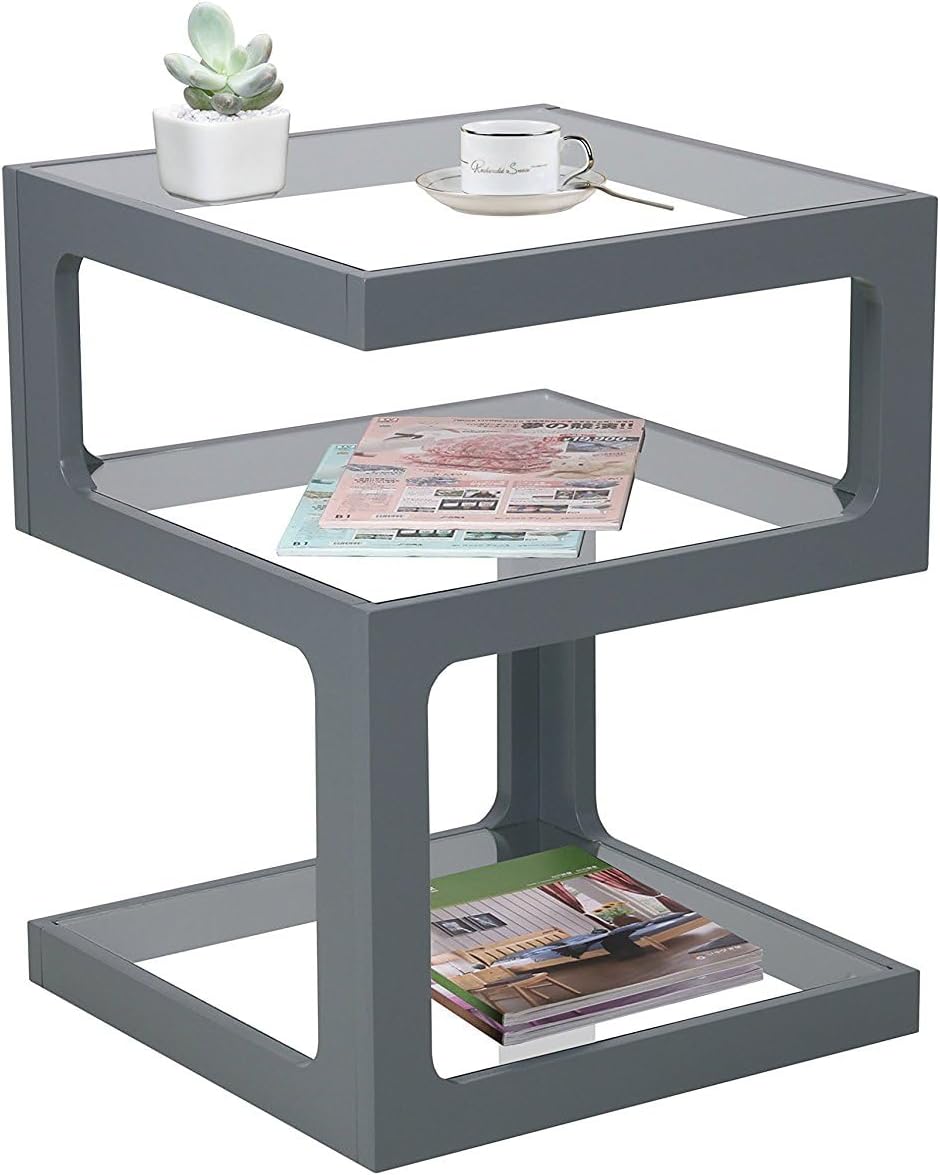 ASPECT Rossini Triple Level Side Coffee End Lamp Table-Grey, Wood 40 x 40 x 52 cm
