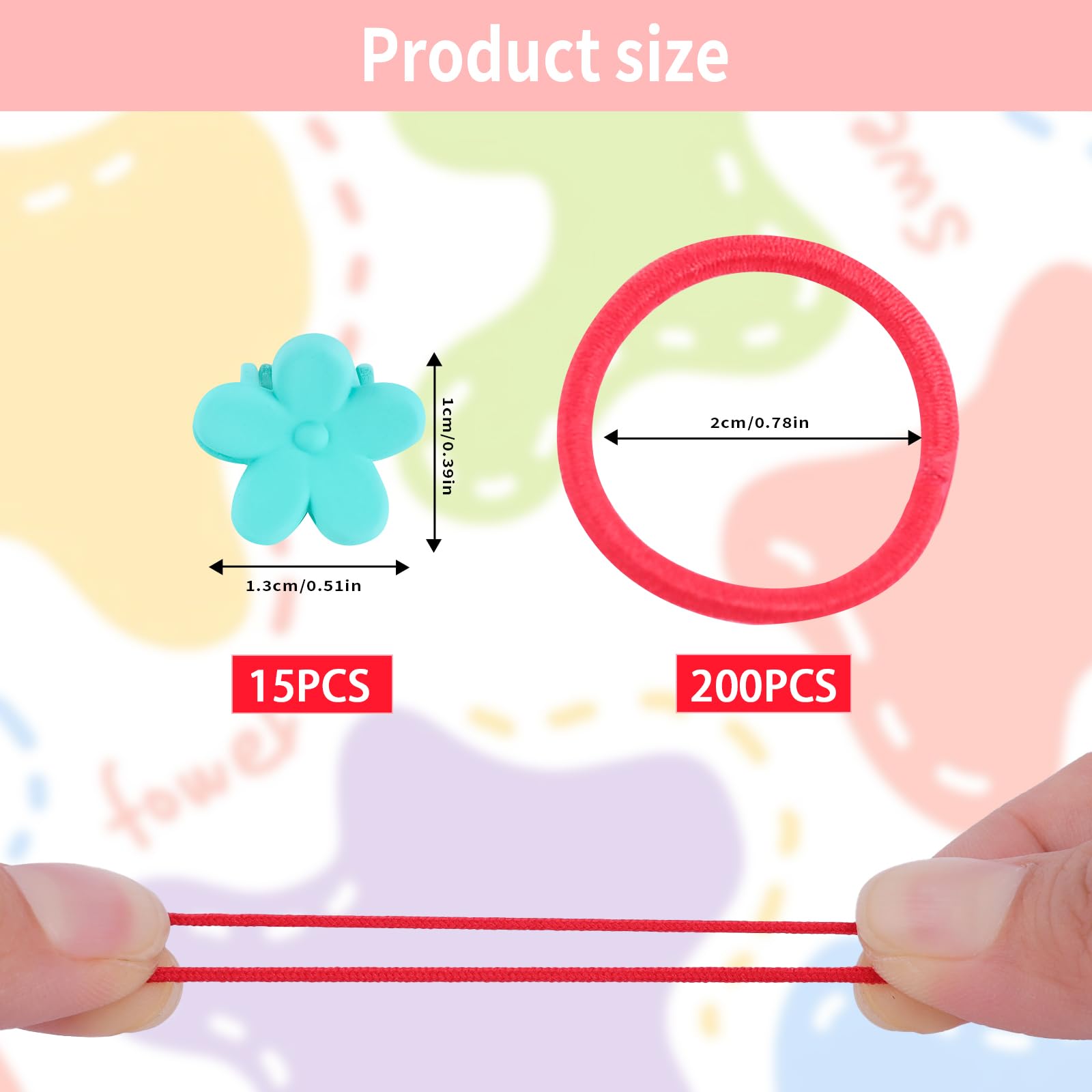 200Pcs Hair Bobbles, Elastic Hair Bands for Women and Girls Multicolor Ponytail Holders with 15pcs Mini Hair Clips - Image 2