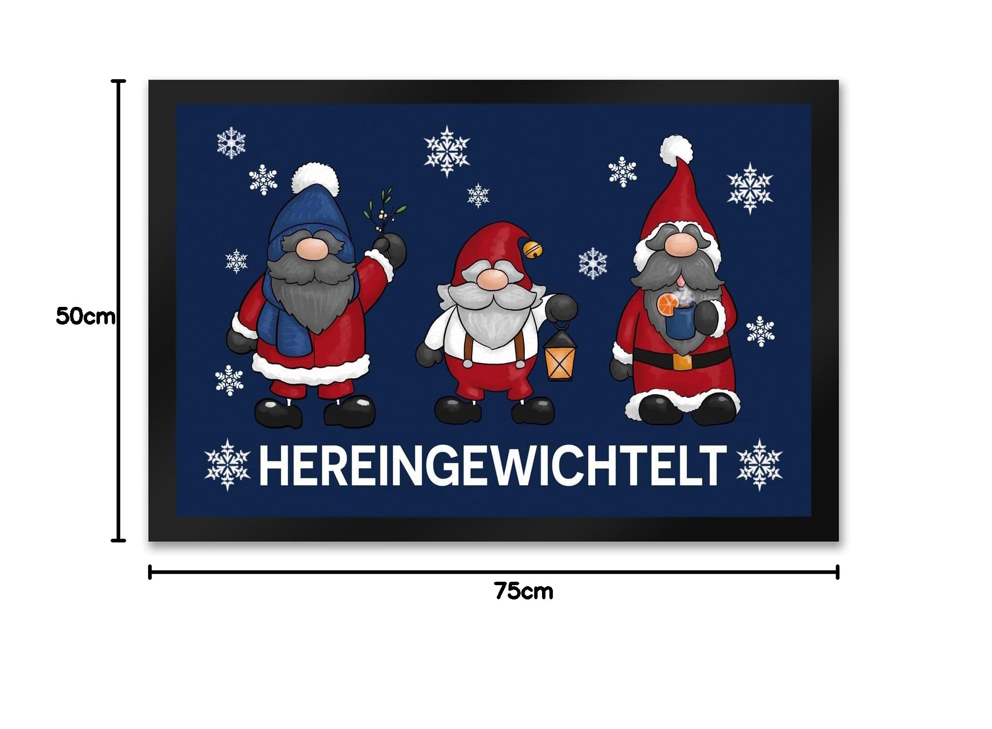 speecheese Hereingewichtelt Weihnachtswichtel Fußmatte XXL in 50x75 cm in blau als schöne Begrüßung für den Türeingang zu Weihnachten und der Winterzeit