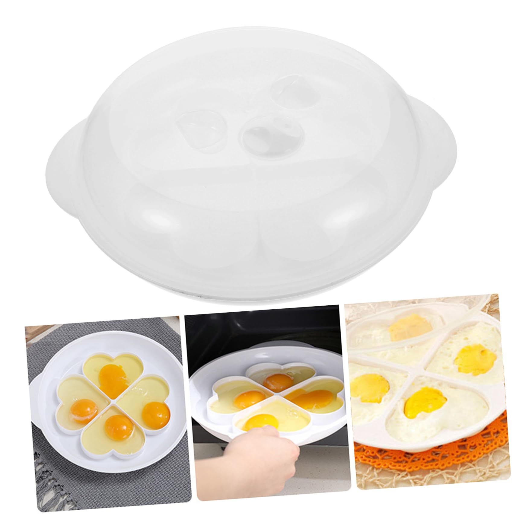 Cabilock Heart-shaped Egg Poacher Microwave Egg Cooker Capacity Safe Pp Material