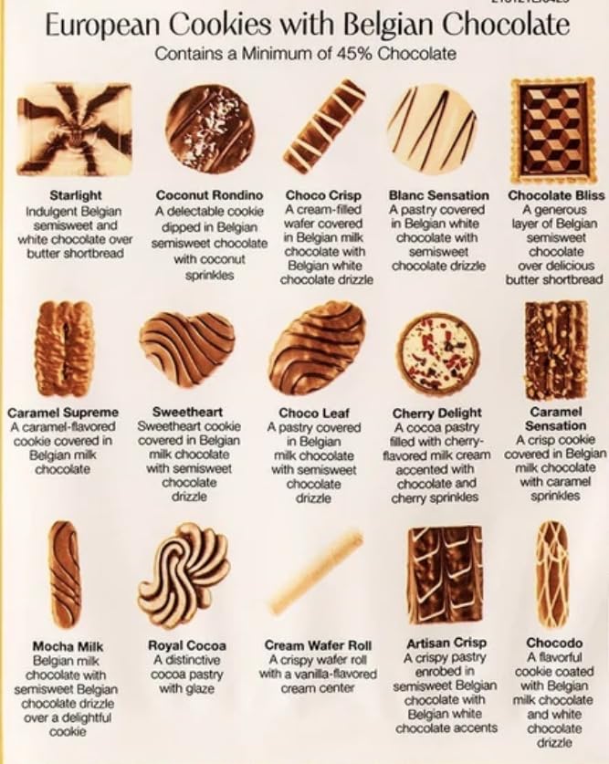 Miniatura 4 de Kirkland - Galletas europeas de calidad con chocolate belga, lata de 49.4 onzas, surtido premium de 15 piezas, mínimo 45% de chocolate, variedad