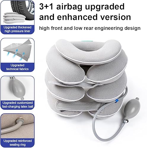 Miniatura 5 de Estirador de cuello con soporte para el cuello, dispositivo inflable de tracción cervical para el cuello, herramienta de alivio del cuello, soporte