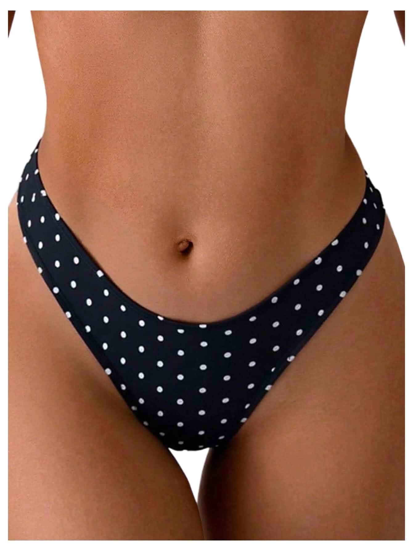 WDIRARA Women's Polka Dots Bikini Bottom Low Rise Swim Bottoms Swimwear