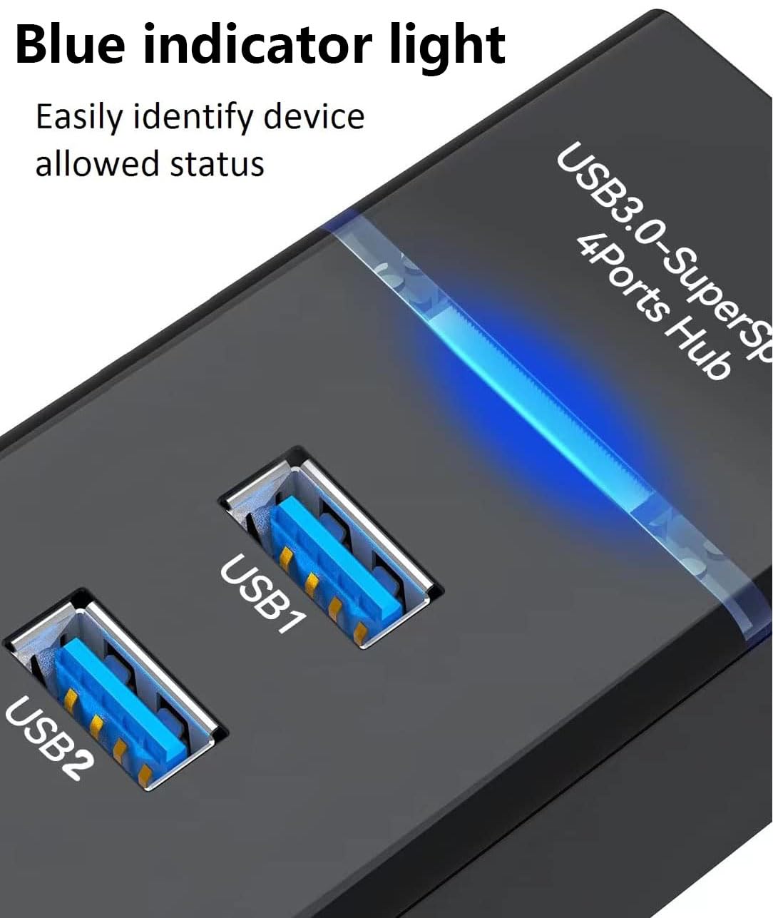 Hub USB 3.0 7 ports, répartiteur USB 5 Gbit/s de données avec câble de 1,2 m, pour ordinateur portable, PC, MacBook, Mac Pro/Mini, iMac, Surface Pro, Windows, clé USB, disque dur mobile