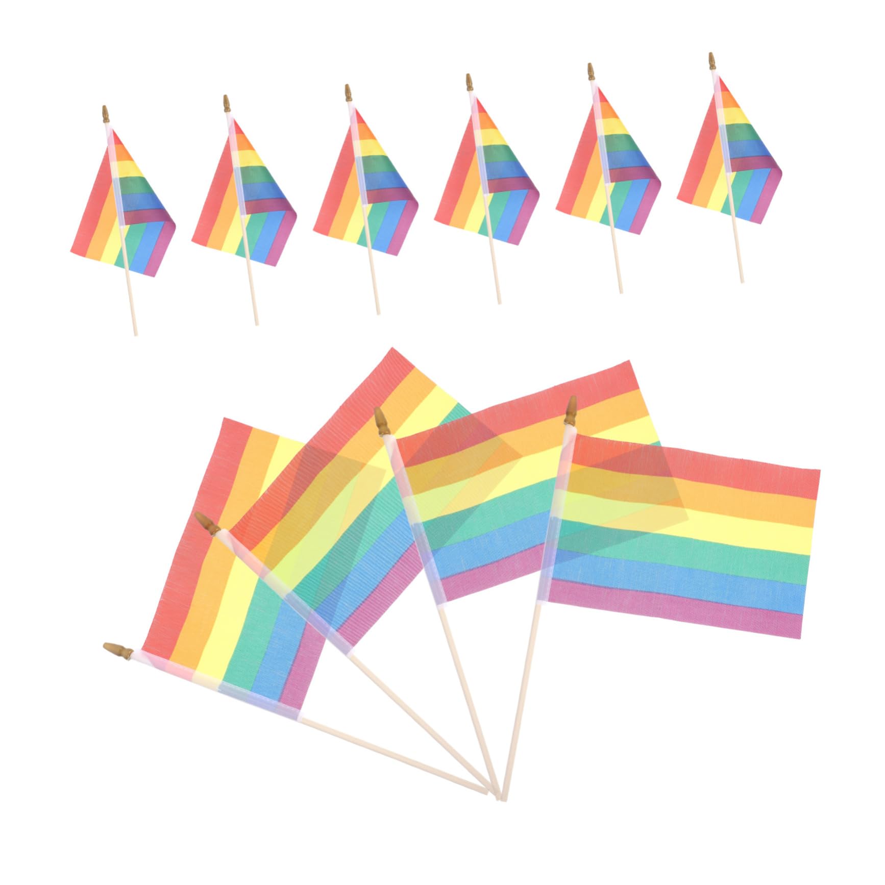 Banderas de mano arcoíris de poliéster Mikikit accesorios LGBT para eventos 10pcs