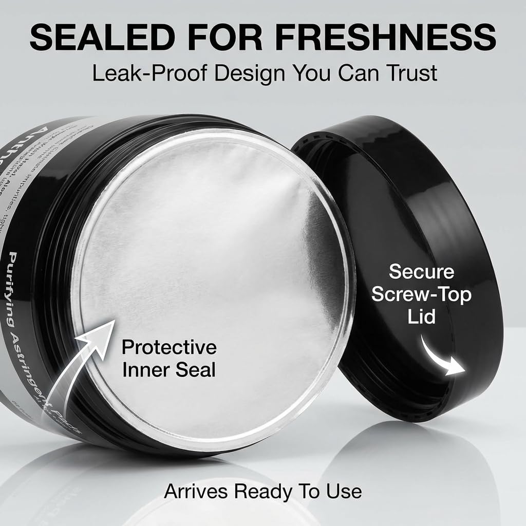 Anthony Witch Hazel Pads Pore Cleaner: 60 Count, Purifying Astringent Cleansing Toner Pads – Aloe Vera, and Citrus Mint, Eliminate Impurities, Minimize Pores and Control Shine