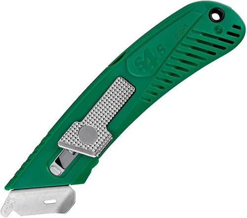 Pacific Handy Cutter S4SR Cortador de seguridad autorretráctil con protector de metal fijo, divisor de cinta sin cuchillas, protector de acero para