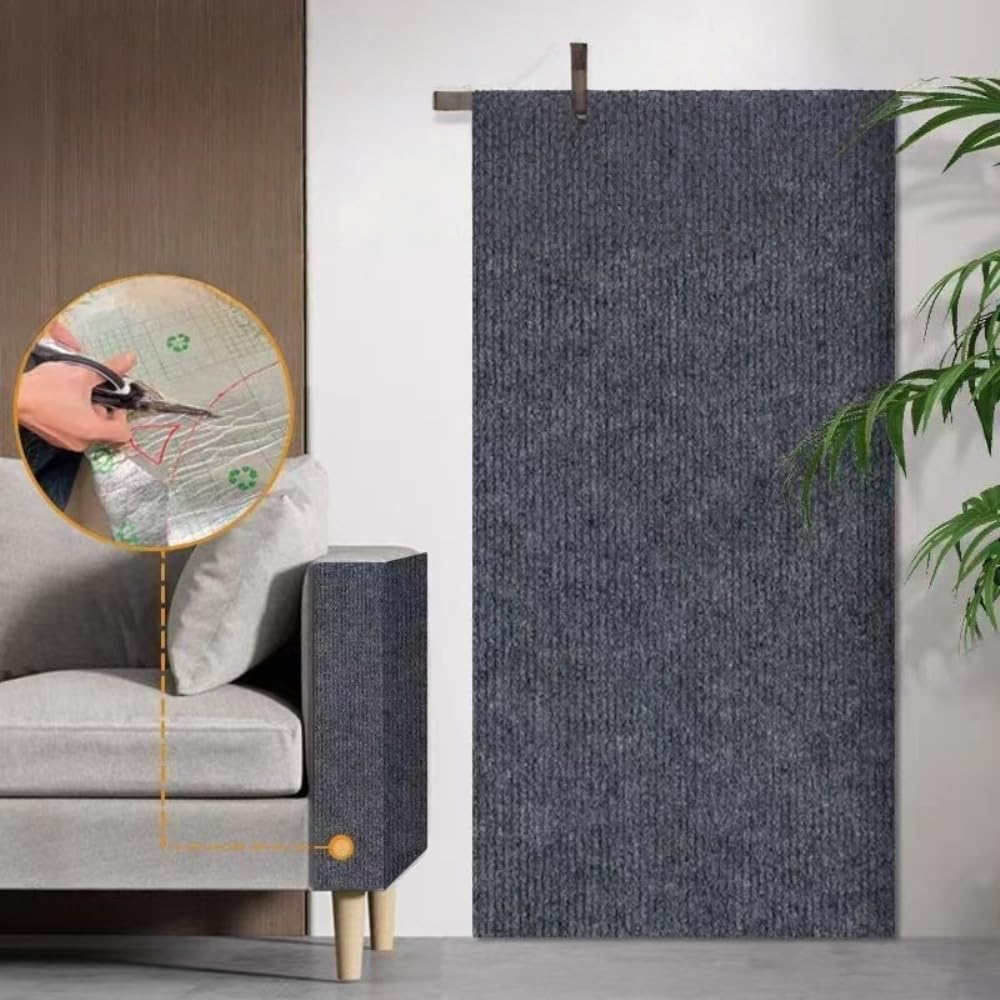 Tapis griffoir pour chat - Autocollant - Pour canapé, griffoir - Pour le bricolage, les arbres, les meubles et la protection du canapé - Kaki - 60 x 300 cm