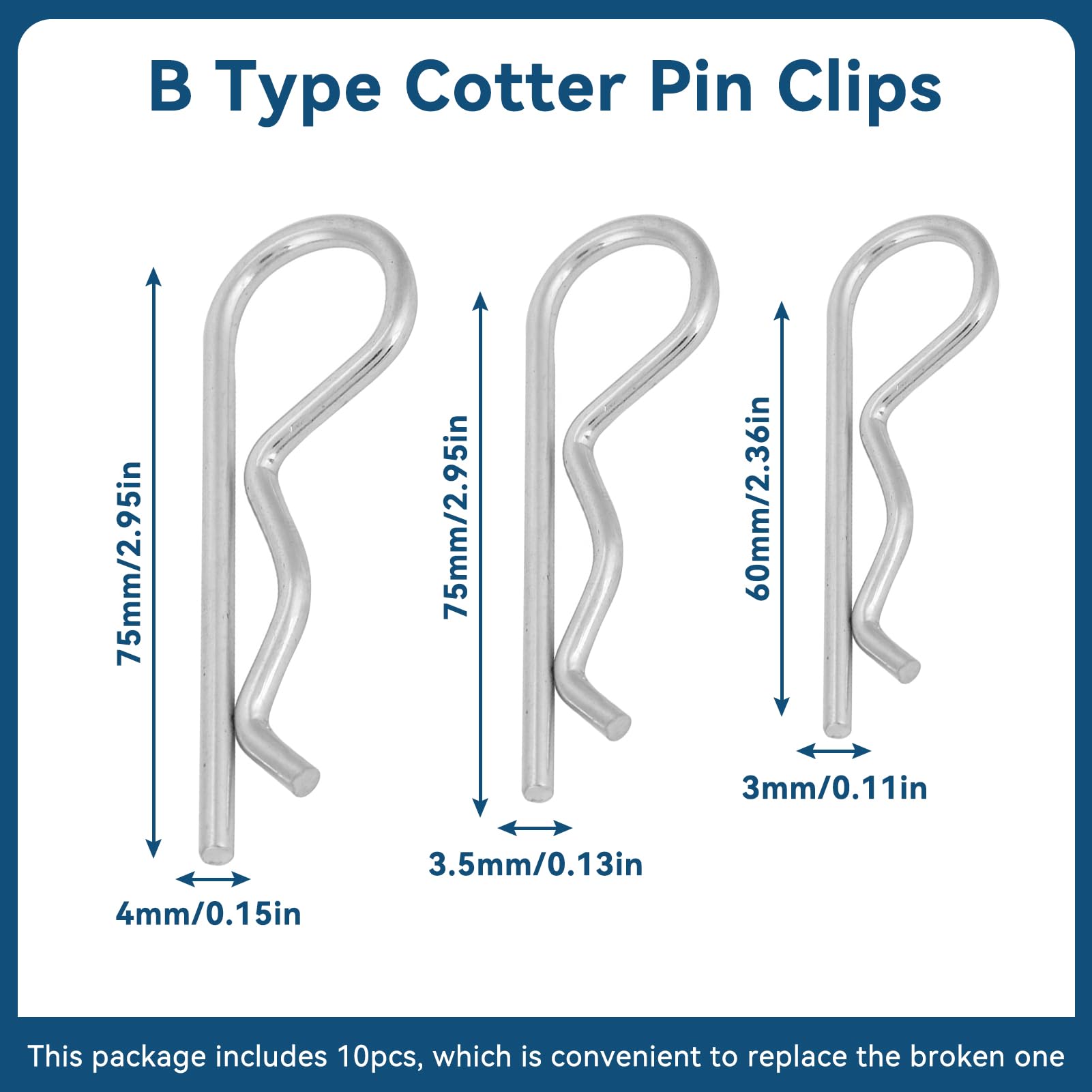 1/10/50pcs Spring R Type Cotter Pin Retaining Clips Wave R-Shaped Pin