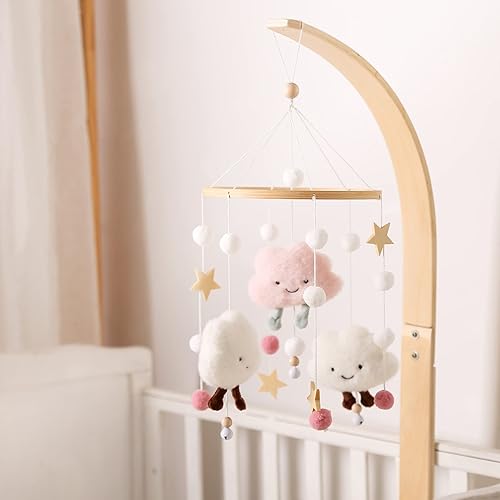 Miniatura 4 de Campana móvil de madera para cuna de bebé, campanilla de viento neutra, móvil de bebé para cuna, móvil de bebé hecho a mano, nubes, techo de bebé,