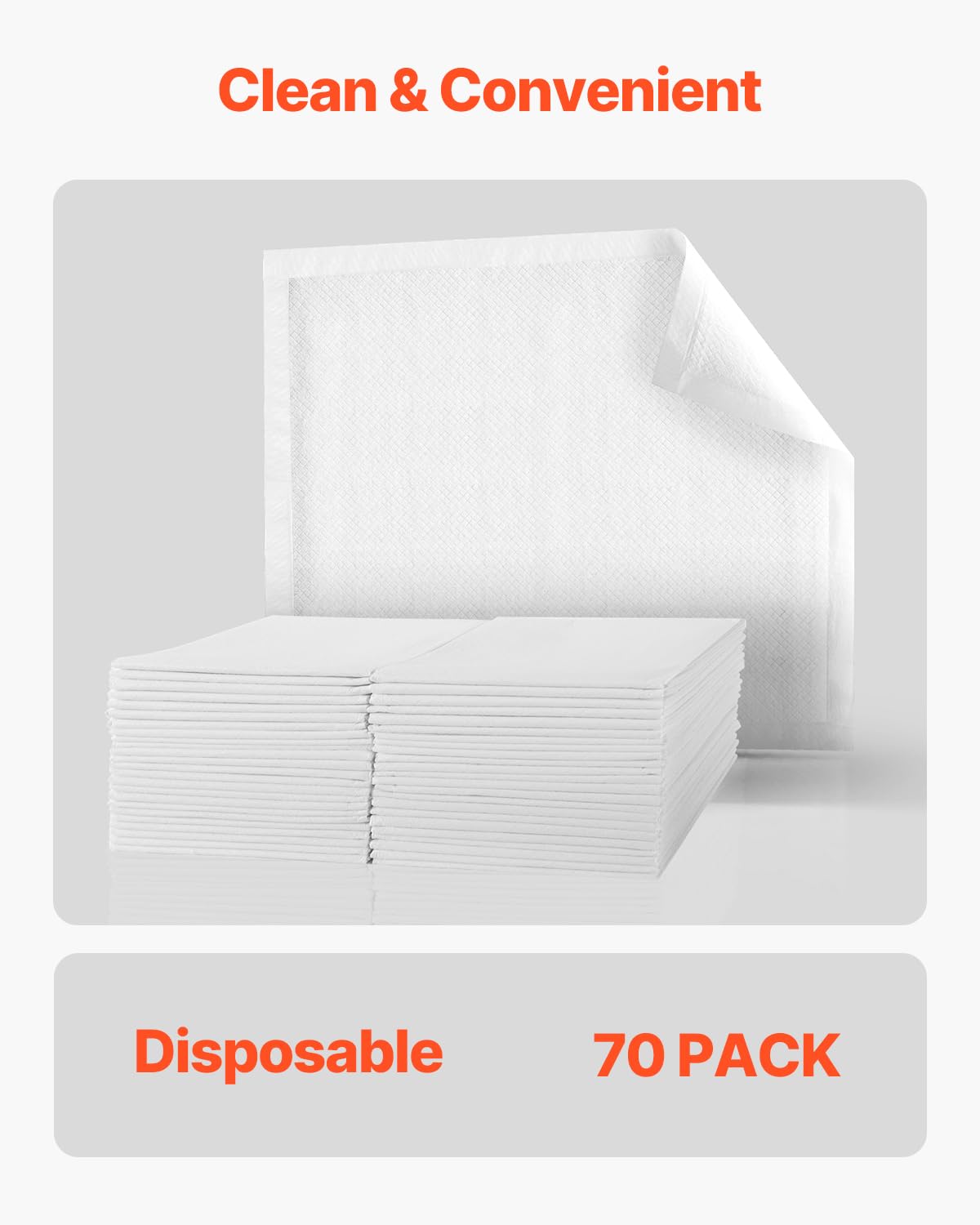 VEVOR Empapadores Desechables para Incontinencia, Superabsorbentes, con 5 Capas de Protección para Cama, Sofá y Colchón, para Enuresis, Mascotas, Adultos, Niños y Ancianos, 762 x 914,5 mm, 70 uds