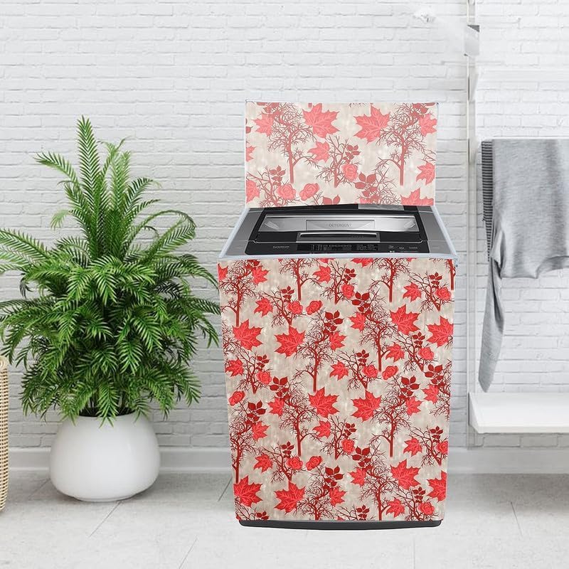 Image of WOAH Top Load Fully Autometic Washing Machine Cover Compatible With ifb samsung bosch whirlpool haier lg and All Brand Universal Size 7kg | 7.5kg | 8kg (Red tree) D