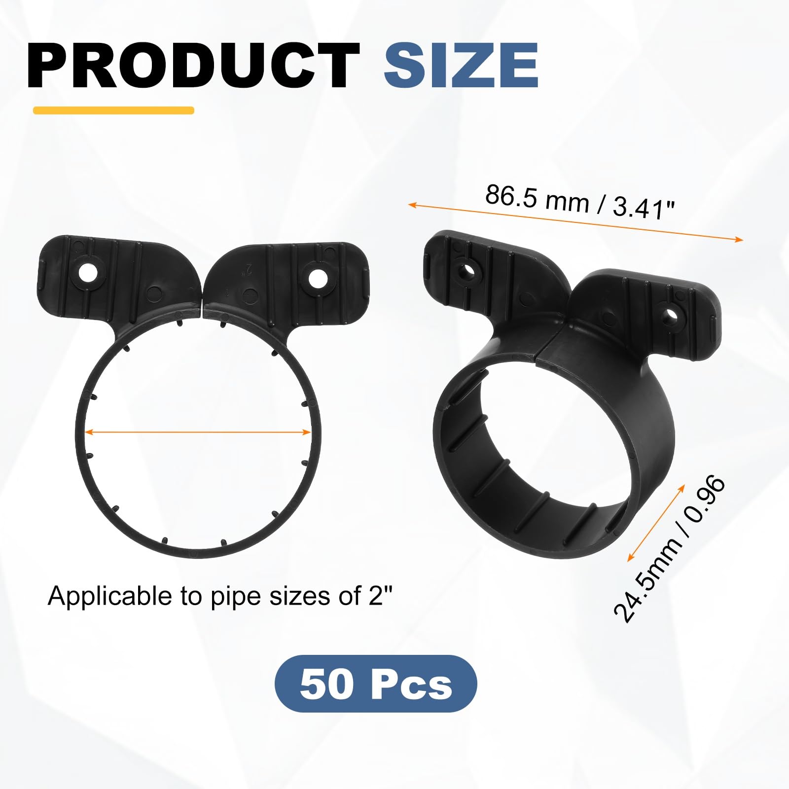 QUARKZMAN 100 Piezas Abrazaderas Para Tubos De Suspensión 2" Estilo Mariposa Para Soportes De Tubos Pex Cobre CPVC Color Negro