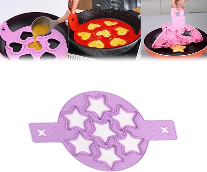 Flip and Cook Pancake Maker, Flip Cooker Pancakes Mold, Flip N Cook Silicone Pancake Mold, Flip and Cook Silicone Pancake Maker, Purple star shape