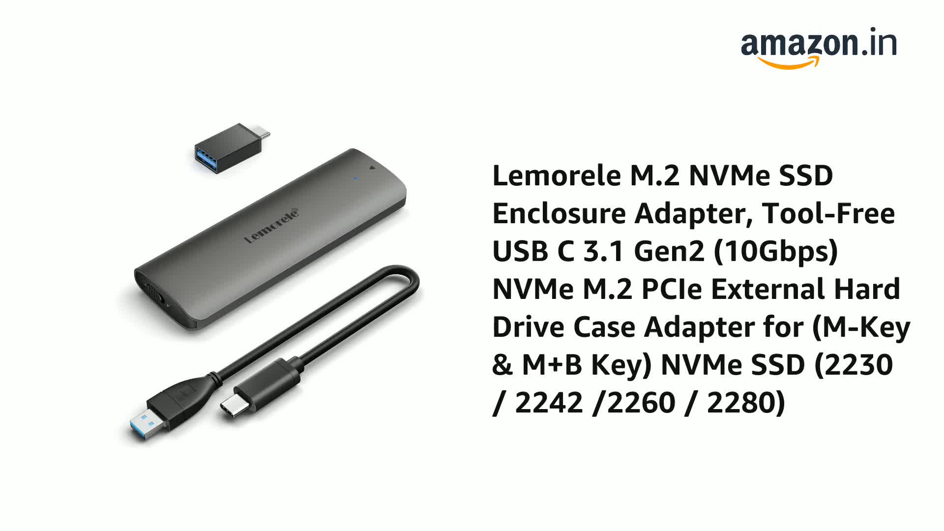 Boîtier Ssd M.2 Nvme 20Gbps Usb3.2 Gen2X2 Adaptateur Pcie Usb-C Pour