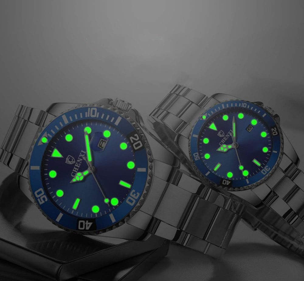 Reloj de pulsera para pareja, de acero inoxidable dorado, clásico, para él y para ella, resistente al agua, de cuarzo, 2 unidades