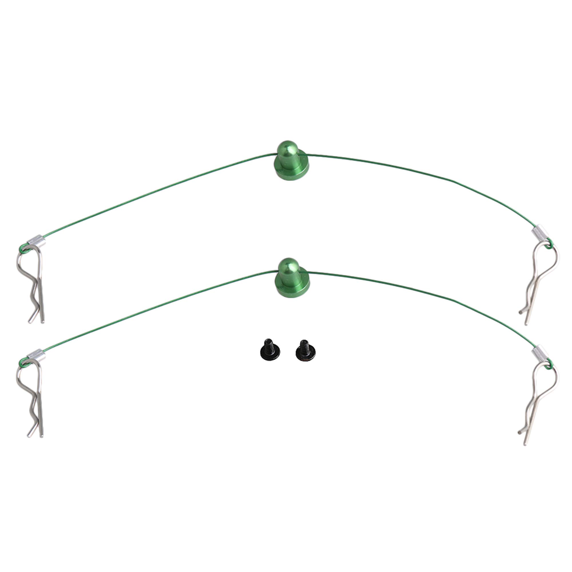 Mxfans Green Color 1/10 RC Car Body Clip Pins 155mm Steel Wire Body Clips with Screw Retainer N10259G Set of 2