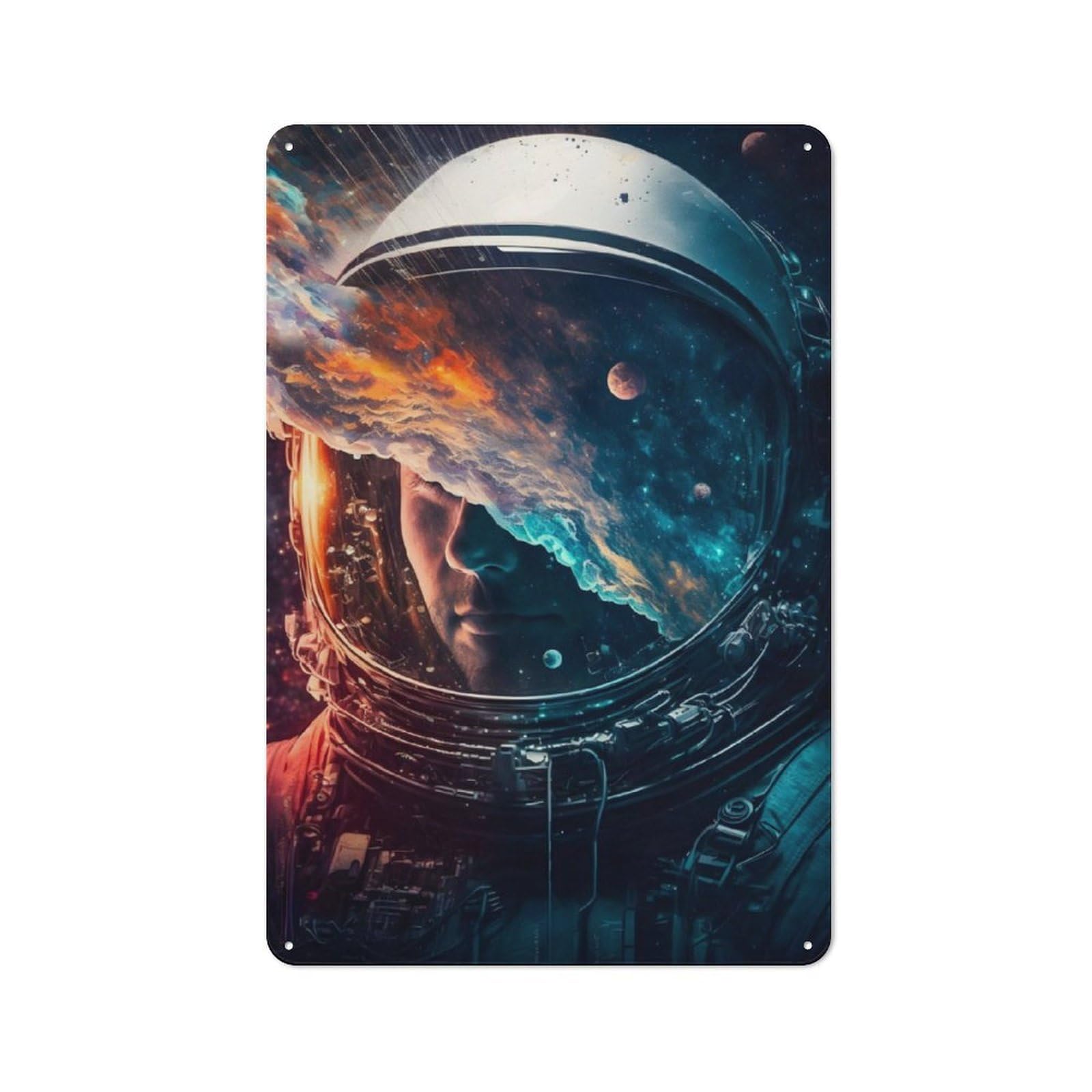 Junmoney Astronaut Portrait 05 Vintage Tin Sign 30X20cm With For Garage Wall, Suited To People Furnishing A Garage
