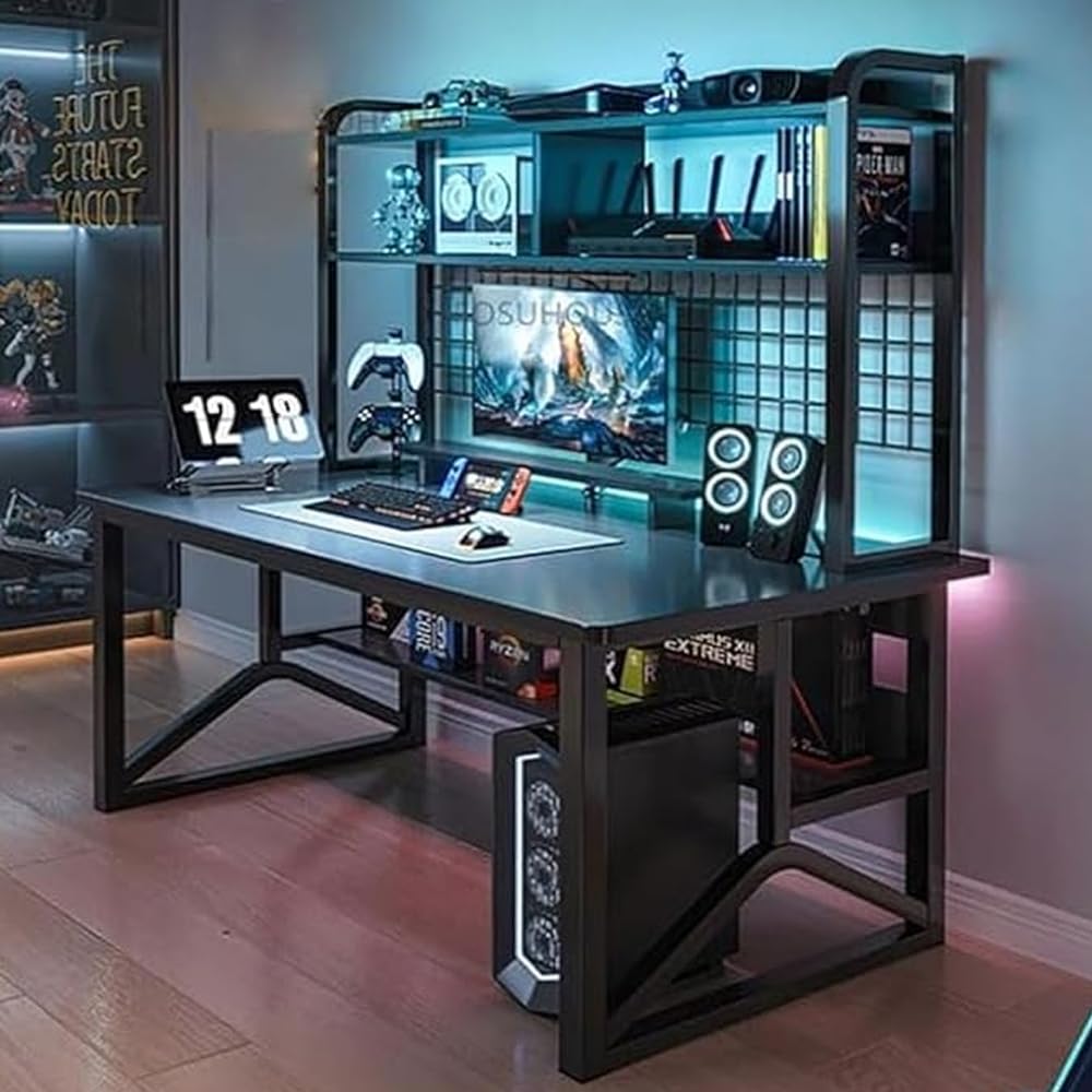 KEKE Multifunctional Computer Table And Office Desk With 2 Layer Book Shelf, 80cm