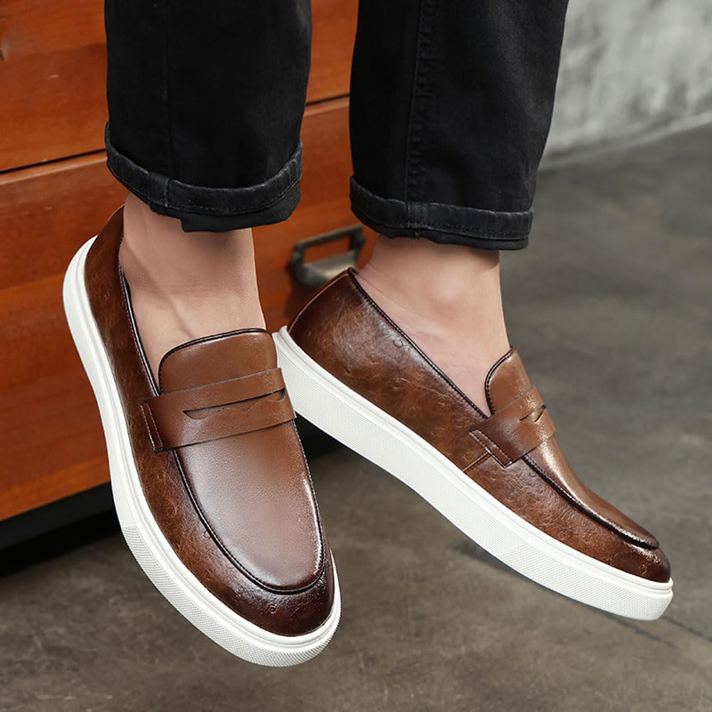 British Elegance - Mocasines de piel para hombre, estilo retro, informal, sin cordones, de Ying LUN Le Fu