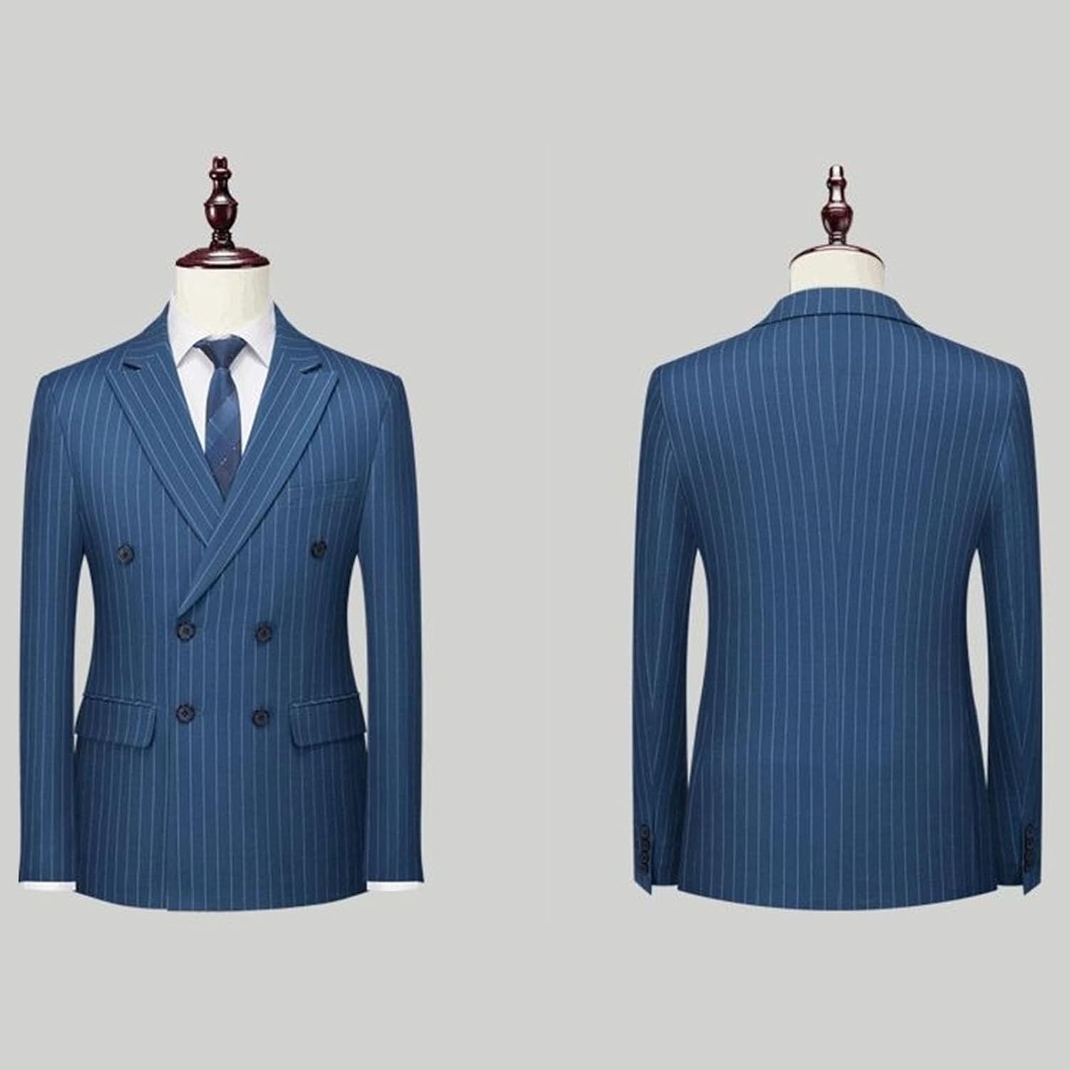 Mens Slim Fit Suits 2 Piece Double Breasted Tuxedo Suit Jacket Vest Pants Set for Wedding Prom