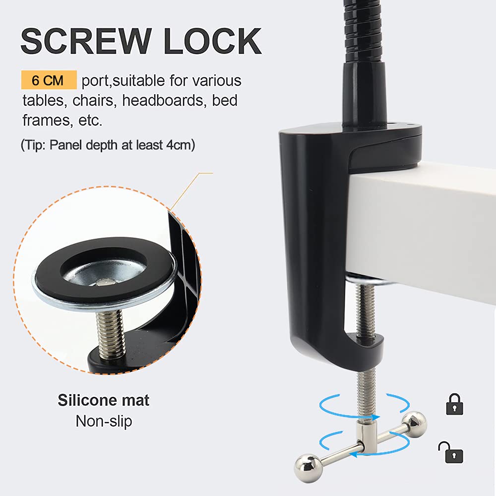 Metall Schwanenhals Tablet Halterung für Tisch Bett Schreibtisch | Flexible Langer Arm Tablethalterungen für iPad Pro 9.7, 10.5, 12.9 Air Mini, Galaxy Tab, Kindle Fire, iPhone, Switch, 4-13"