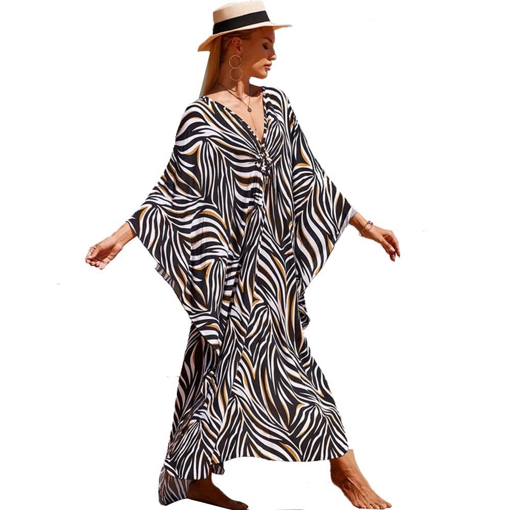 Maxi Lungo Beach Caftano Donna Oversize Abito da Spiaggia Copricostumi Pareos Boho Kimono Costume da Bagno Cover Up