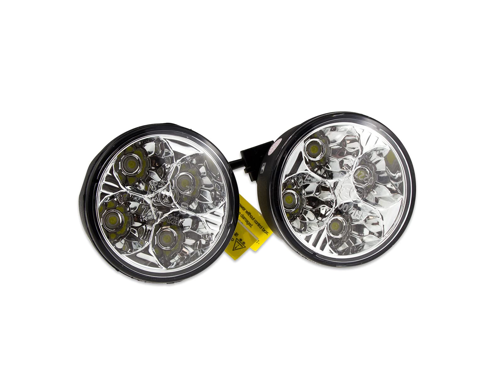 Vinstar - 4 luci diurne a LED, 6000 K, rotonde, Ø 70 mm, con relè di omologazione E