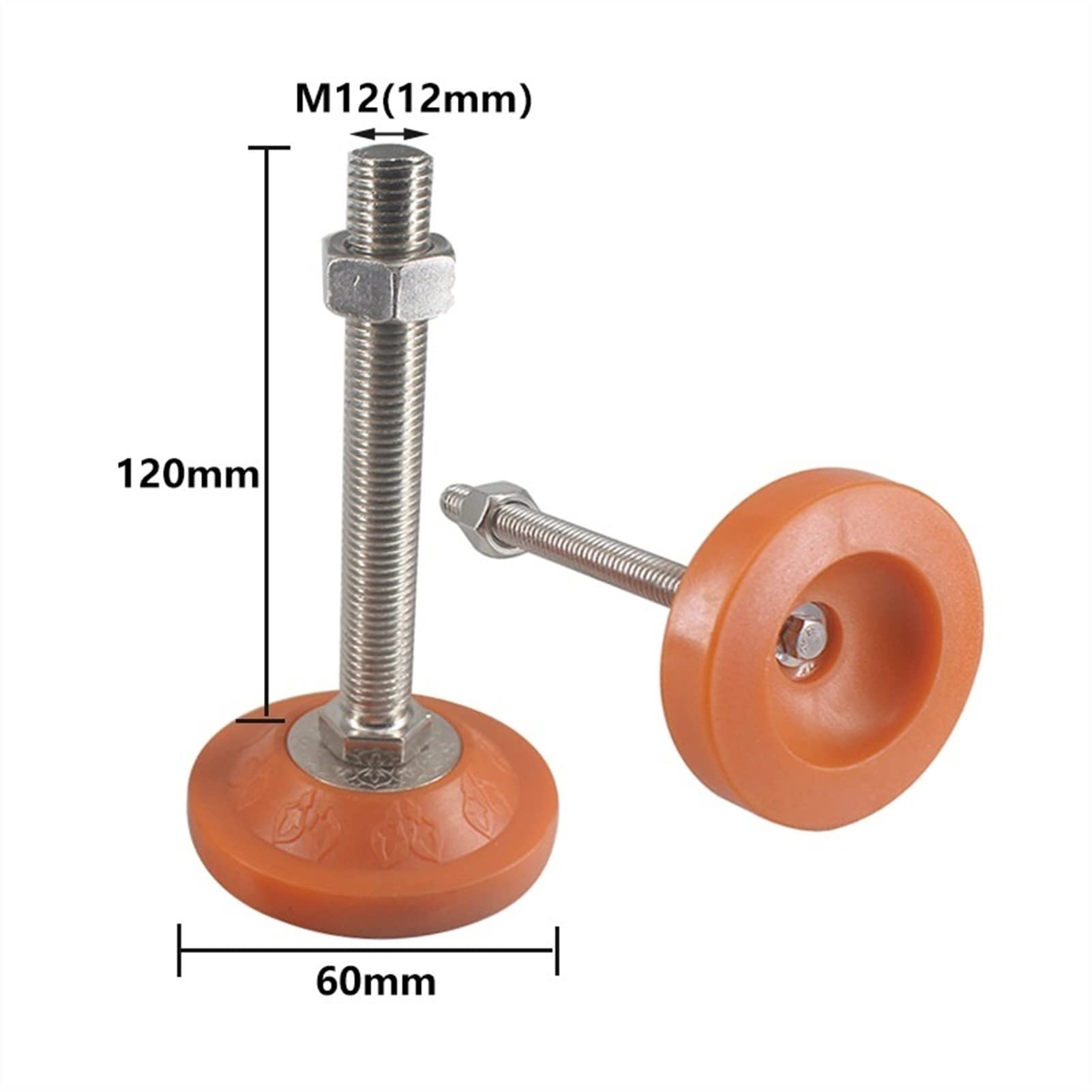 Möbelbeine 4er-Set verstellbare Füße mit Fester Gummibasis, Gewinde-Nivellierfüße for schwere Möbel, Schränke, Regale, Maschinenausrüstung(D60xm12x120mm)