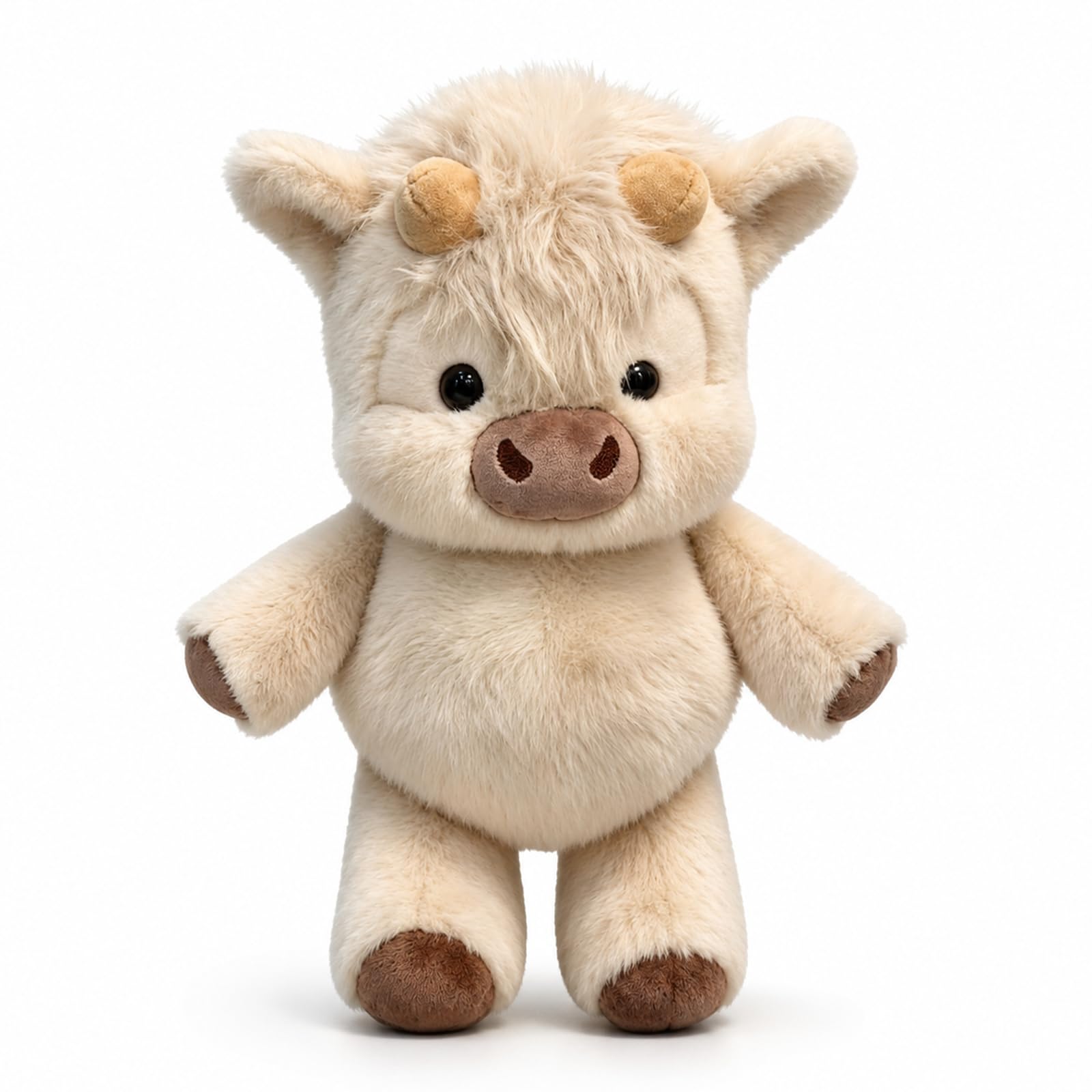 Qubitly Highland Cow Cuddly Toy, 45 x 24 cm Weighted Stuffed Animal Plush with PP Cotton Filling, Soft Highland Cow Gifts for Women Kids, White, 290g, 1 Pc