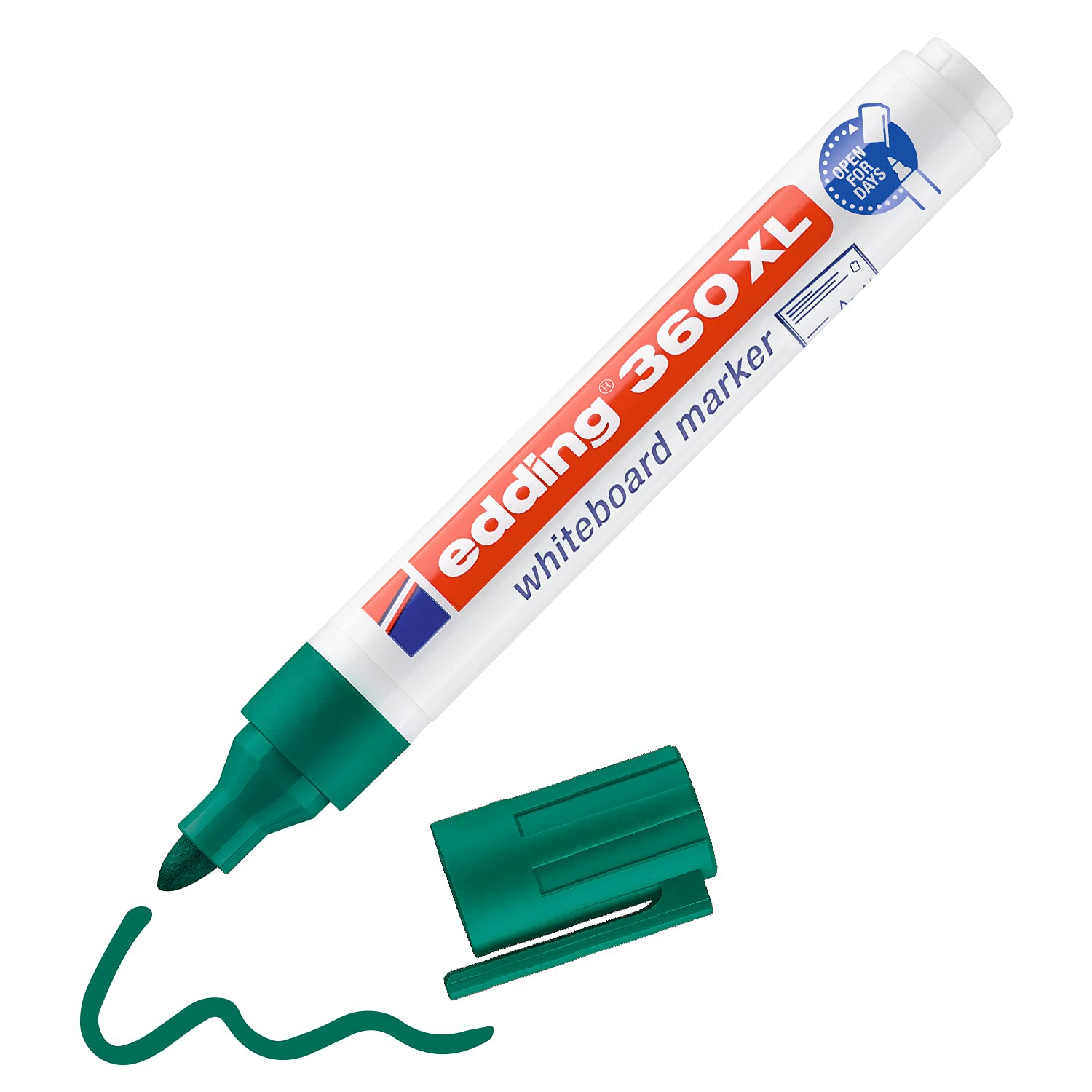 Edding Rotulador para pizarra blanca 360 XL, verde, 1 bolígrafo, recargable