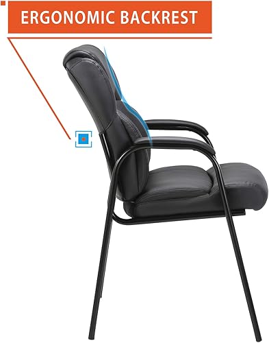 Miniatura 4 de CLATINA Silla de invitados de cuero con reposabrazos acolchado para recepción, reunión, conferencias y sala de espera, oficina lateral, hogar, color