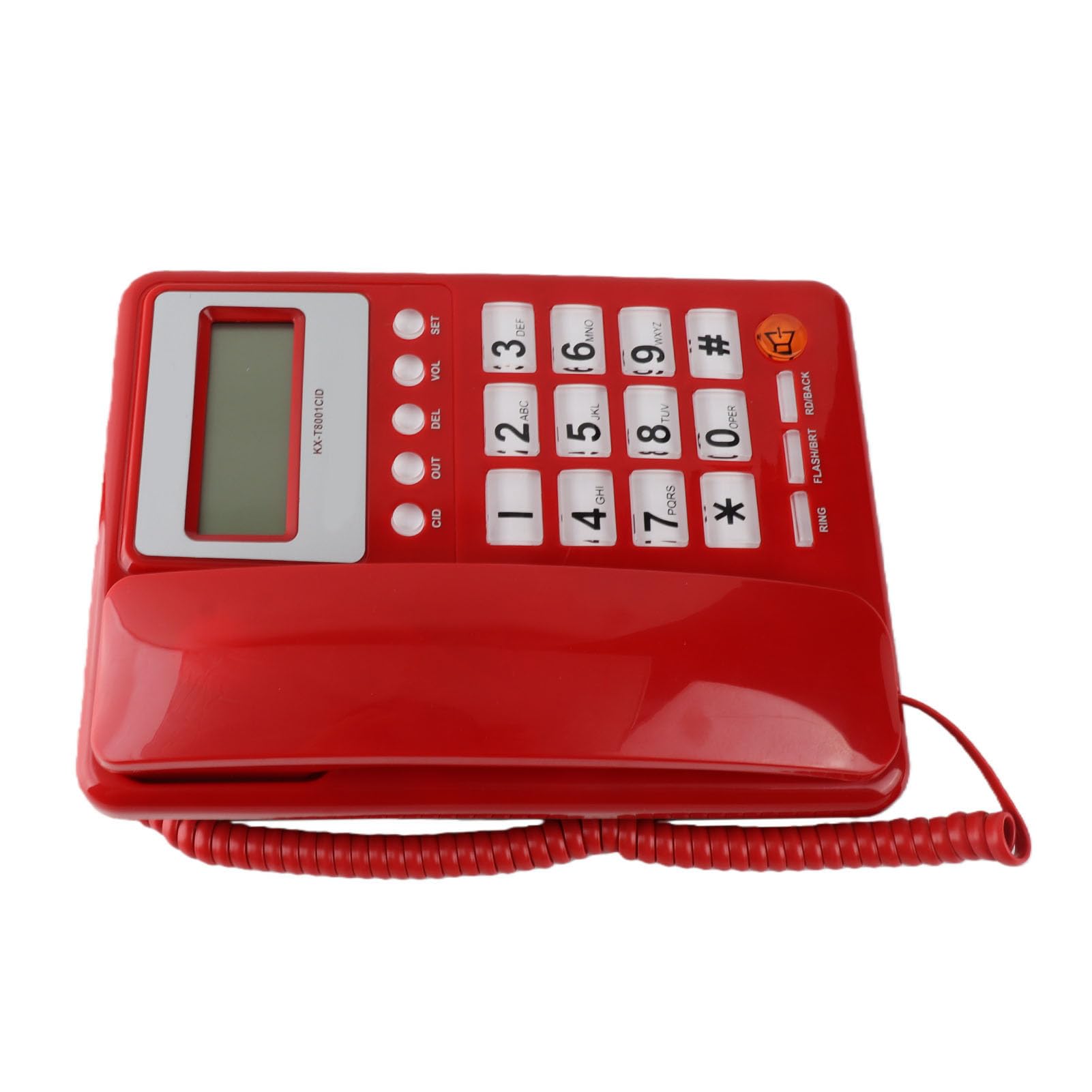 Telefoni con Filo Linea Fissa con Display ID Chiamante, Telefono Fisso con Vivavoce per Hotel Casa Ufficio Casa, Telefono da Tavolo Rosso retrò per Anziani, Segreteria Telefonica Digitale