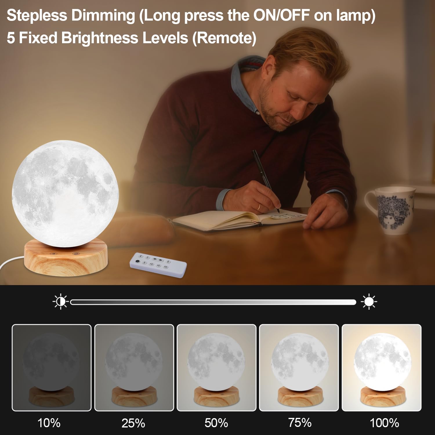 Lampe de luminothérapie – Lampe solaire à spectre complet de 10 000 lux, 3 températures de couleur et lumière rouge 670 nm, contrôle tactile/télécommande, gradation continue, chargement de