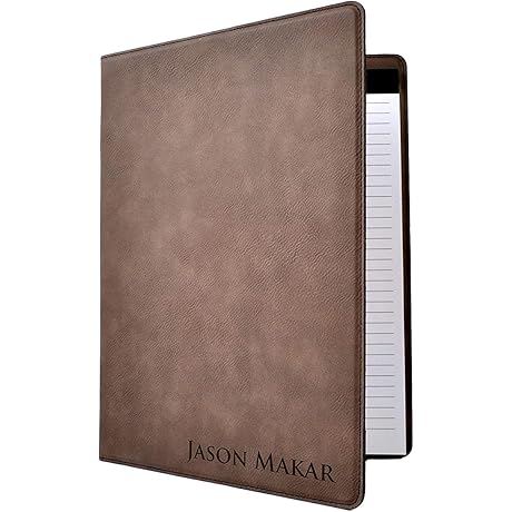Engraved Personalized Leather Portfolio Notebook for Men and Women