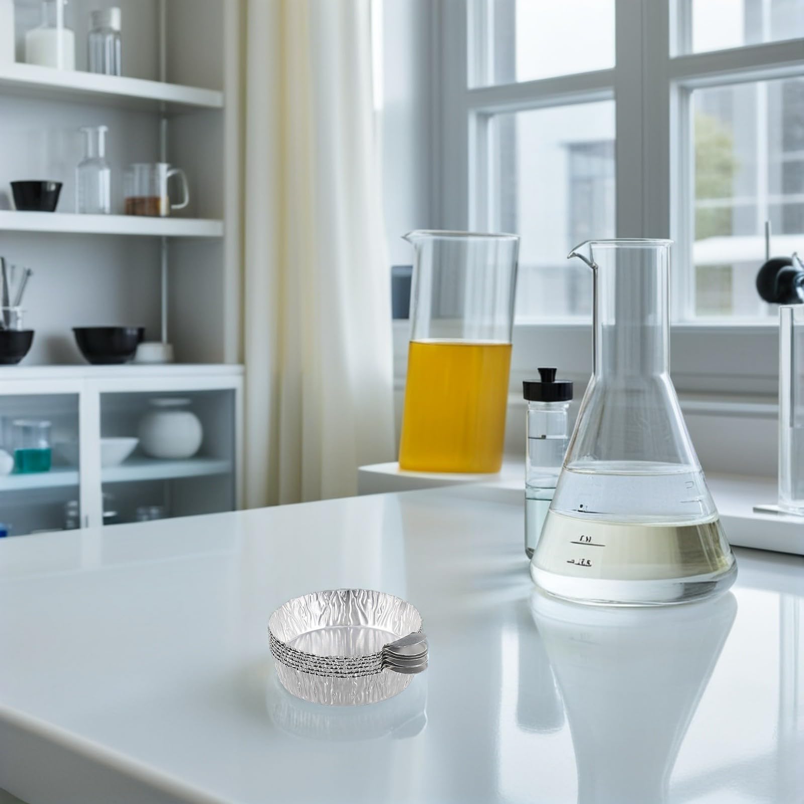Vassoi in alluminio, 50 pezzi, 30 ml, usa e getta, con materiale resistente al calore, per campioni di laboratorio e analisi termiche, impilabili e facili da pulire