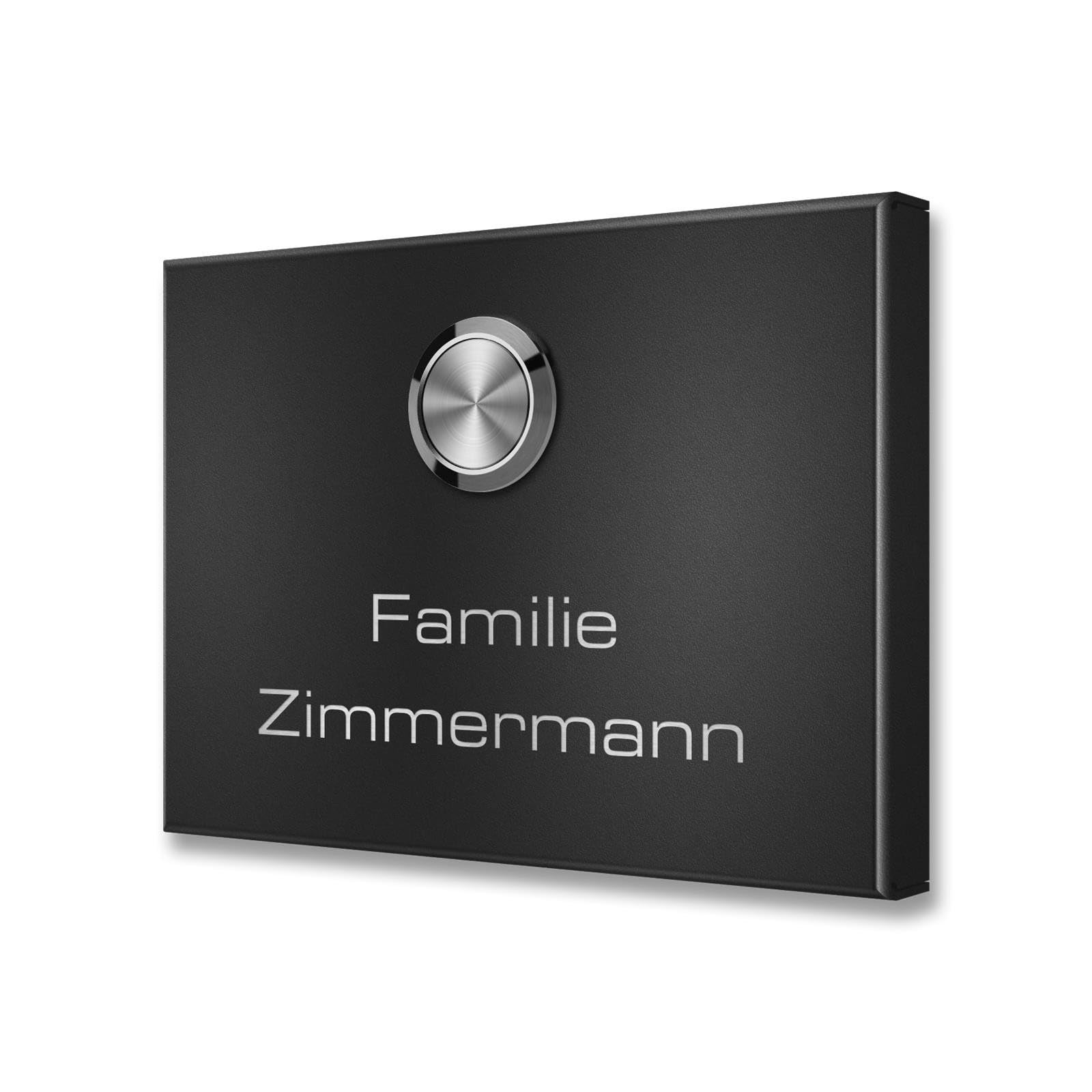 Metzler Funkklingel aus Edelstahl - Kabellos oder kabelgebunden & UV-beständig - hohe Reichweite - Edelstahl Türklingel in Schwarz - Gravur optional (1 Taster)
