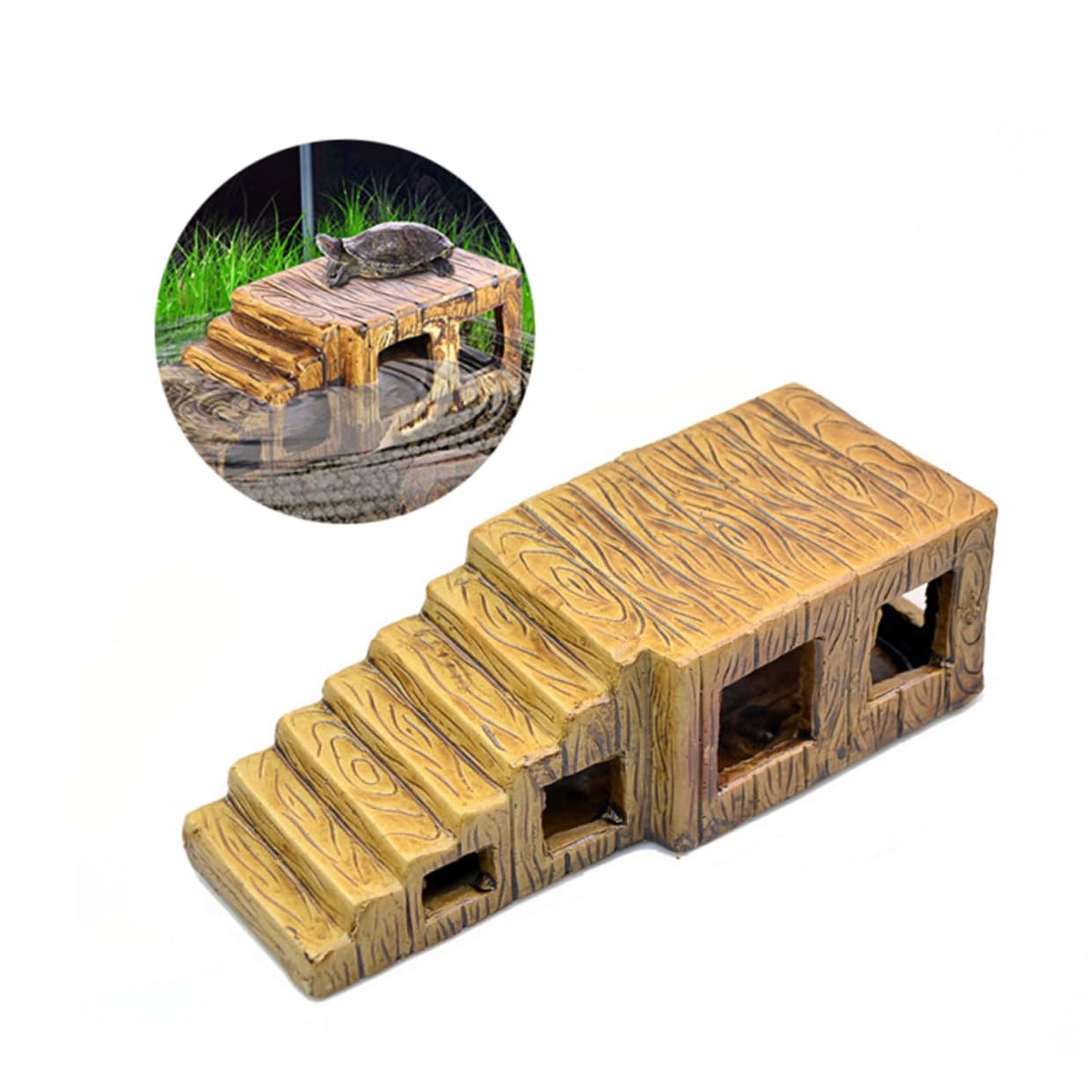 Plataforma de Cerámica para Tortugas de Agua Escalera Decoración Terrario, Adecuada para Acuarios y Contenedores, Resistente y Ecológica para Reptiles