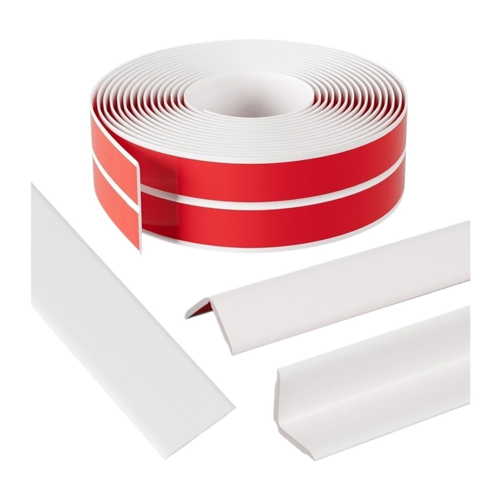 Flexible Laminate Beading Self Adhesive Wall Corner Protector Peel and Stick Moulding Trim Bendable Flexible Floor Transition Strip(White-4cm x 3m)