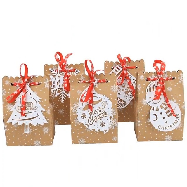 56 Bolsitas De Papel Kraft Para Regalos Navideños - 4 Diseños, 13x18 Cm, Con Pegatinas Para Cerrar