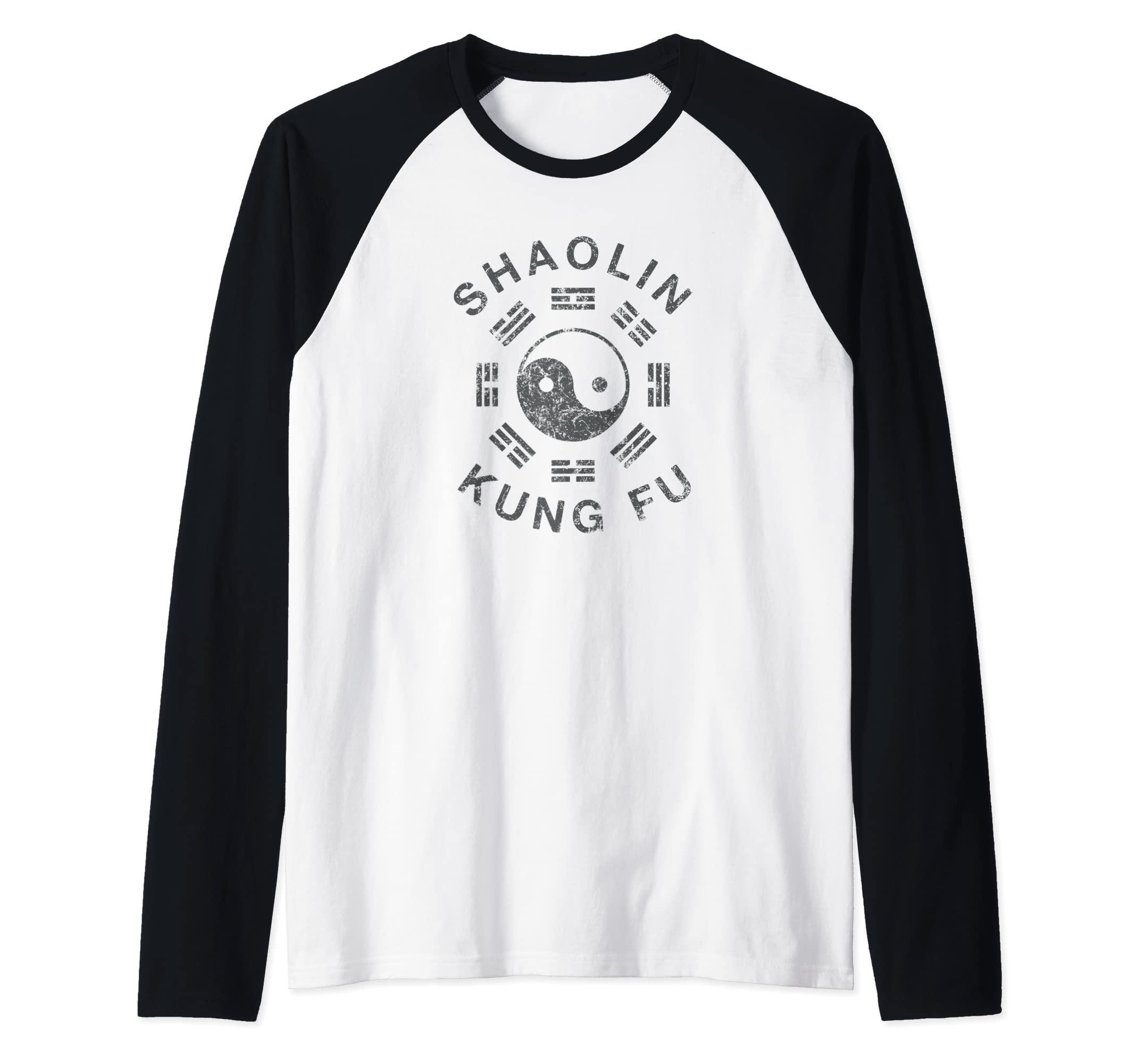 Shaolin Kung Fu Martial Arts Training Raglan Baseball Tee, Black