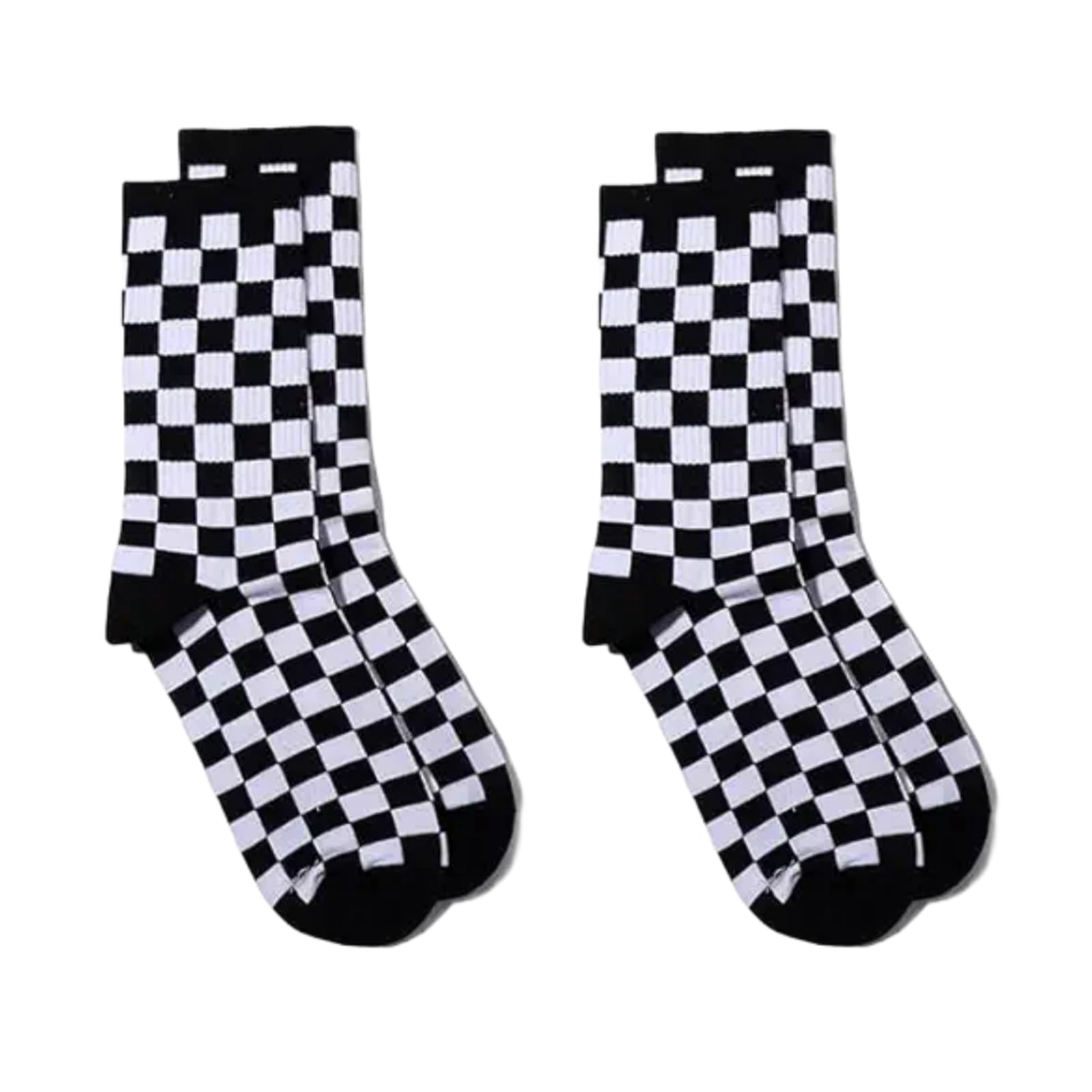 Cldaisy 2Pair Fashion Harajuku Trends Checkerboard Socks Geometric Checkered Socks Hip Hop Cotton Unisex Print Skateboard Soks Easy to Wear, Novelty and More, Girls' Clothing