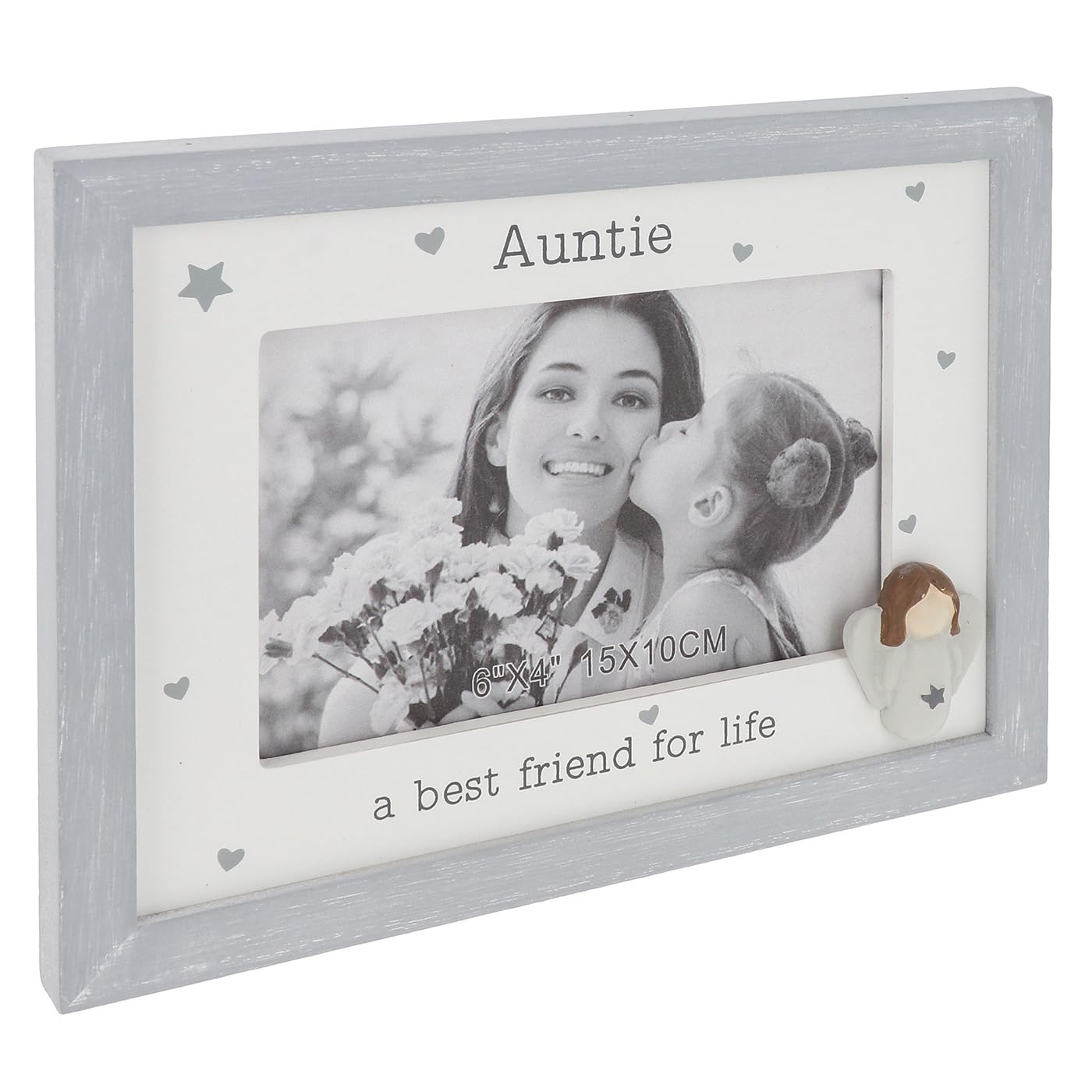 Shudehill Giftware Auntie Pebble Angel 6X4 Grey Photo Frame - Mum, Nan, Daughter, Friends, Sister, Family - Sentimental Boxed Gift (Auntie)