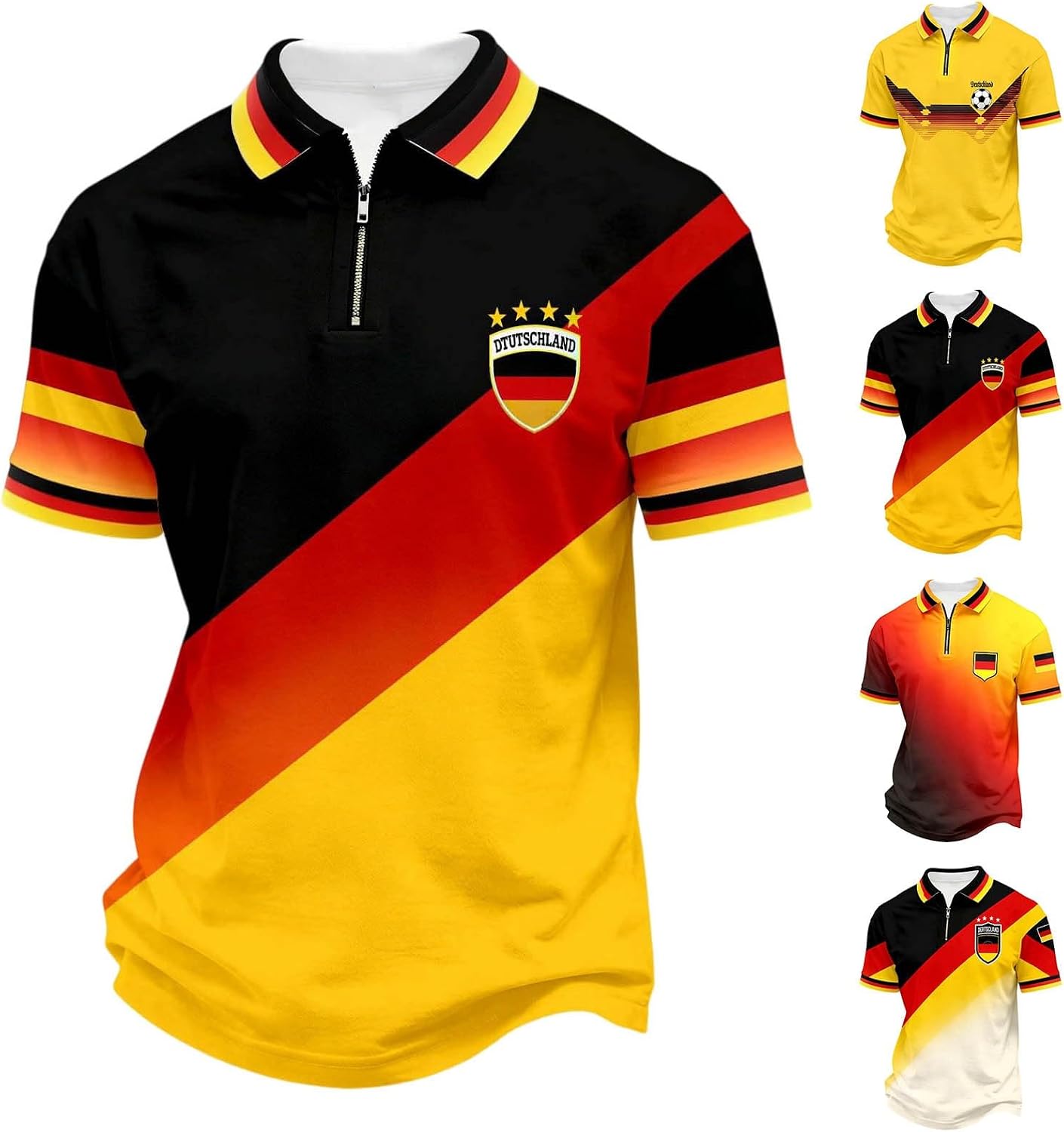 Shunking German Flag Golf Shirts Men Football Cup Tops | Sports Viewing Parties,Team Celebrations,Stadium Fan Section Cheering,Weekend Kickabouts, Living Room Trophy Broadcasts