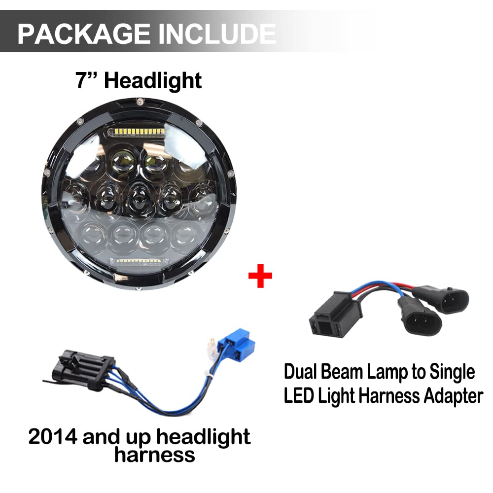 2021 Street Glide Headlight - Super Bright with DRL High Low Beam Projector for HD Road King Street Glide Ultra Classic Electra Glide FatBoy Heritage Softail Slim YAMAHA V-Star 1100 (Black-75W)
