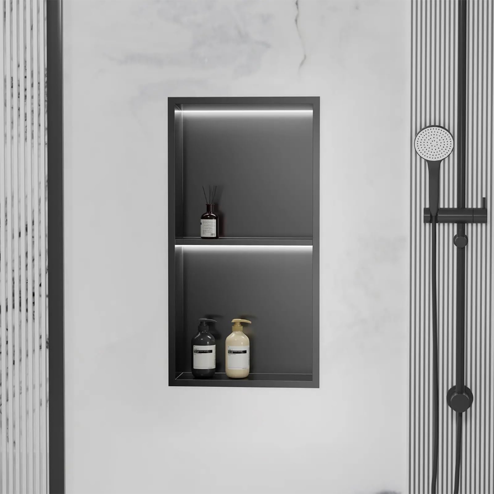jianghinice Insert Shower Caddy Shelf Stainless Steel Niche for Shower Storage Shelves No-Tile Needed Recessed Wall Niche Waterproof
