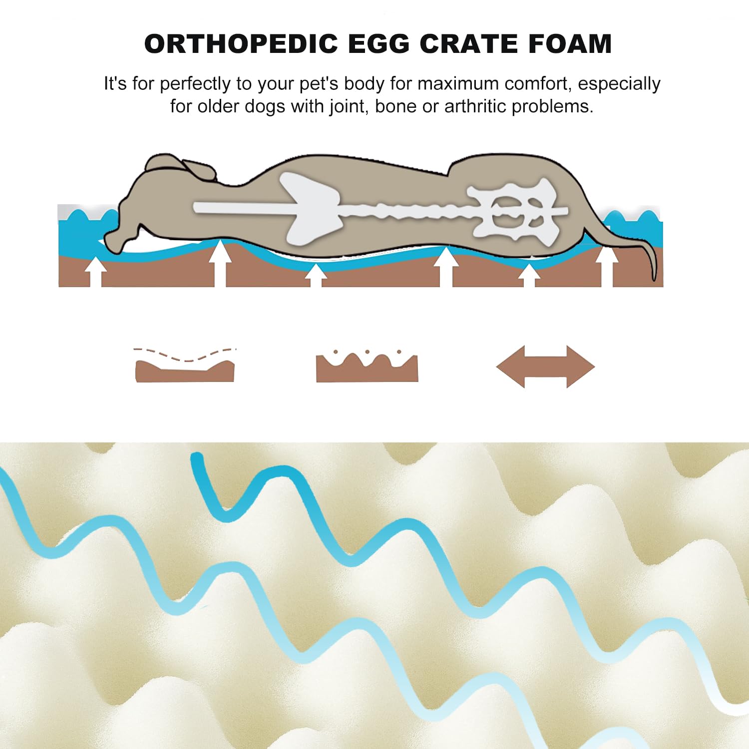 JOYELF XLarge Dog Crate Bed Mats Orthopedic Dog Bed, Egg Crate Foam Dog Mat with Removable Cover, a Squeaker Toy as Gift - image 3