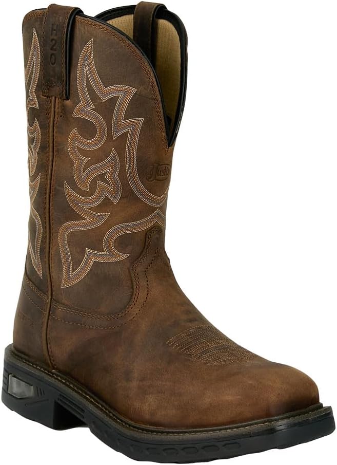 Justin Boot Company Men's Rigman 11In Brown Nano Square Toe Work Boot