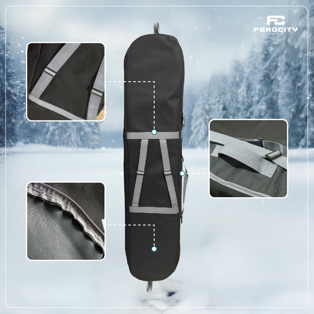 Premium Snowboardtasche 170 cm Boardbag für Snowboard Robuste Outdoor Board Rucksack mit Fach Aufbewahrung Wasserdicht 600D Polyester Stoff mit PVC Impregnat Unisex Farbe Schwarz Born to Ride [051]